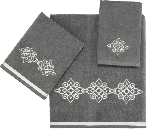 Vista 5 de Avanti Linens Medallón - Colección de puños trenzados suaves, toalla de mano, granito