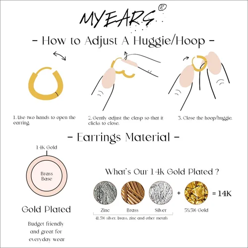 Vista 4 de MYEARS Women Huggie Earrings Gold Hoop 14K Gold Filled Small Simple Handmade Hypoallergenic Everyday Jewelry