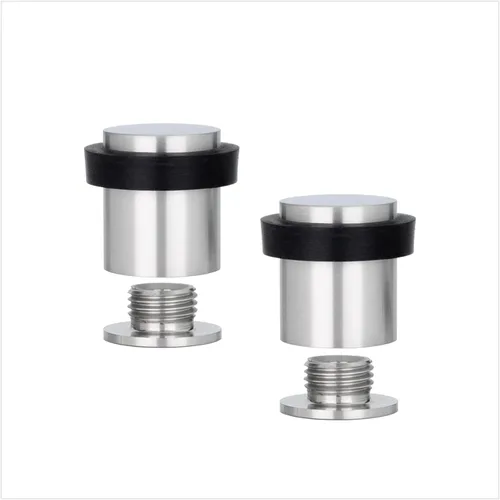 Vista 10 de Paquete de 2 topes de puerta EVI Tope de puerta de acero inoxidable negro – Cierre de tornillo – Protector de goma negro – Tope de puerta de 0.79