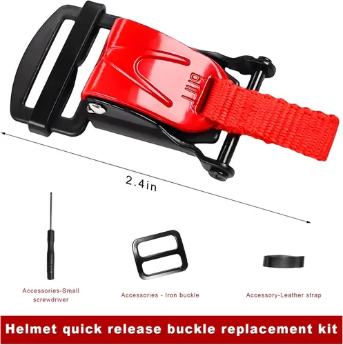 Vista 2 de Kit de hebilla de liberación rápida para casco, hebilla de trinquete para casco de motocicleta para correa de barbilla de hasta 1 pulgada, kit