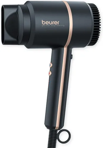Vista 9 de Beurer HC25 - Secador de pelo iónico para viajes con interruptor de voltaje, secador antiencrespamiento de 1600 W, mango plegable, estilizador