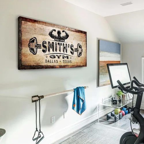 Vista 14 de Tailored Canvases Letrero Personalizado de Gimnasio Arte de Pared Decorativo - Lienzo Motivacional para Gimnasio en Casa, Sala de Entrenamiento