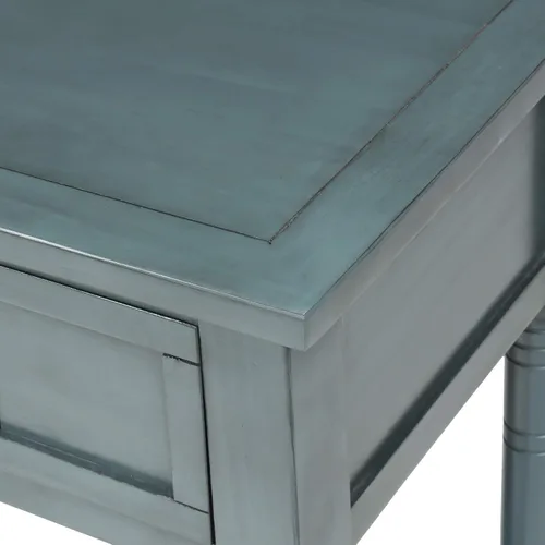 Vista 6 de P PURLOVE Mesa de sofá con cajones, mesa de entrada, mesa de consola de madera con dos cajones de almacenamiento y parte inferior para sala de estar
