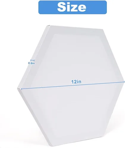 Vista 2 de yazi Tableros de lienzo hexagonales para pintar, 5 paquetes de tablas estiradas de 12 pulgadas, pintura acrílica, tableros de decoración tallados
