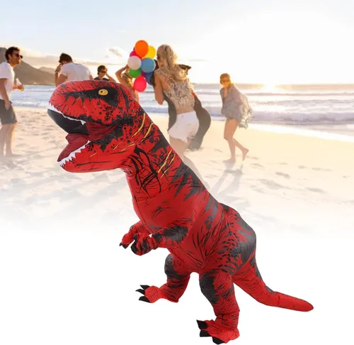 Vista 2 de BAOK Disfraz de dinosaurio, disfraz inflable de dinosaurio con costuras reforzadas para cosplay divertido