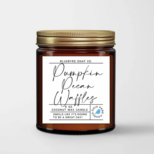 Vista 10 de Bluebyrd - Vela de cera de coco natural de 9 onzas, vela perfumada de manzanas + bourbon de arce, velas de temporada de otoño altamente perfumadas
