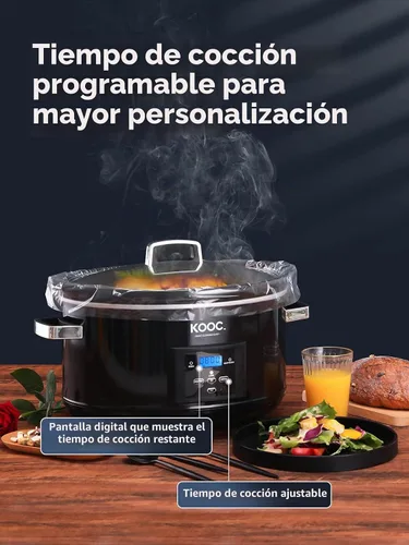 Vista 5 de LANZAMIENTO NUEVO] Olla de cocción lenta programable KOOC de 8.5 cuartos, más grande que 8 cuartos, más práctica que 10 cuartos, con temporizador
