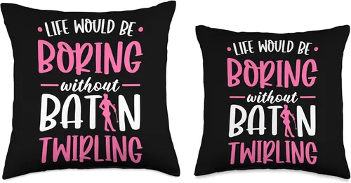 Vista 3 de Majorette & Baton Twirler Shirts & Merch Gymnastic Cheerleader Majorette Baton Twirlers Throw Pillow, 16x16, Multicolor