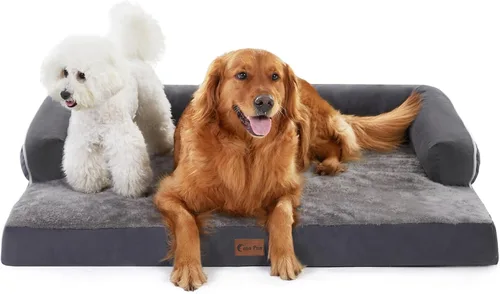 Vista 26 de Cama ortopédica para perros extragrandes, cama de espuma XL con forma de caja de huevos impermeable con lados 45x35 pulgadas, cama de sofá