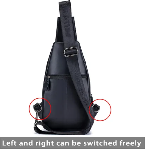 Vista 29 de LUKZIJAES Bolso bandolera de cuero genuino para hombre
