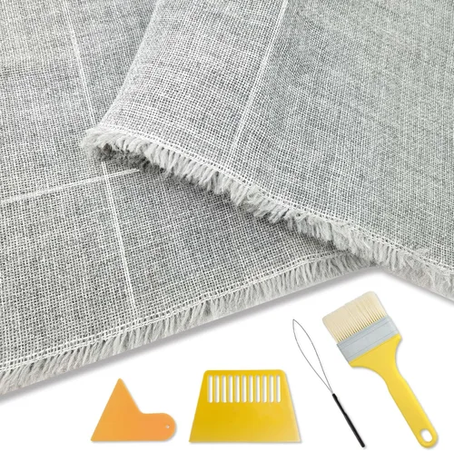 Vista 10 de 45" x 45", paquete de 2 telas grandes primarias para tufting con cuadrícula blanca para pistola de tufting, tela de respaldo de alfombra primaria