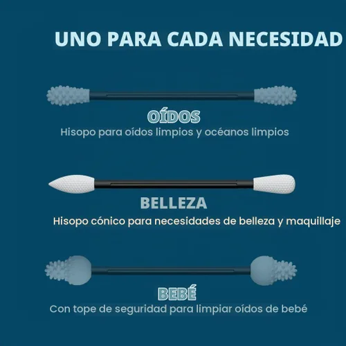 Vista 5 de LastSwab® Hisopos de algodón reutilizables para rutinas de belleza suaves y ecológicas - La alternativa sostenible a los hisopos de algodón Negro