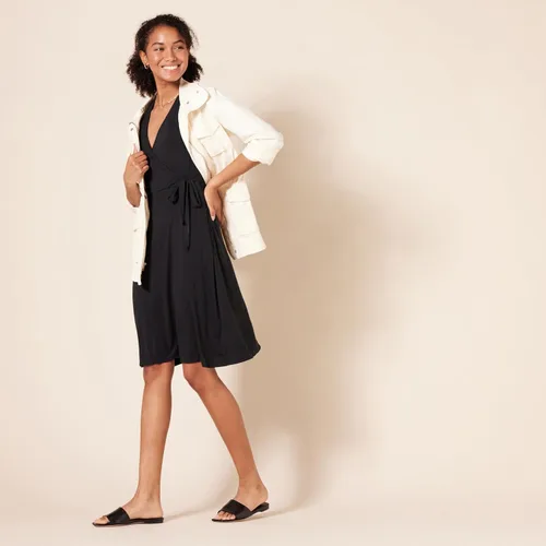 Vista 5 de Tienda Essentials - Vestido de manga corta para mujer, estilo cruzado falso