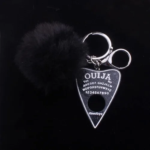 Vista 2 de FORUBUS Ouija - Llavero de tablero con bola de pompón para mujeres y niñas, llaveros brillantes para llaves de automóvil, bolsos y joyas