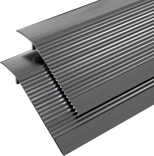 Vista 15 de Tira de transición de piso de metal, umbral de aluminio para puertas, para espacio de 0.4″ a 1.6″, para puertas, azulejos, madera, vinilo Negro