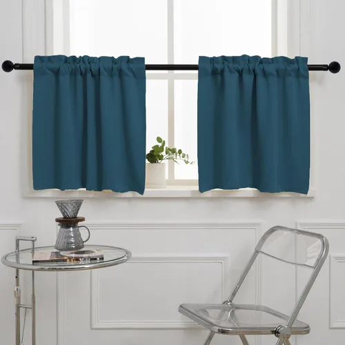 Vista 42 de Pickluc Cortina opaca de cocina de 20 pulgadas de largo, con bolsillo para barra, cortinas para ventanas pequeñas en sala de estar, sótano Beige