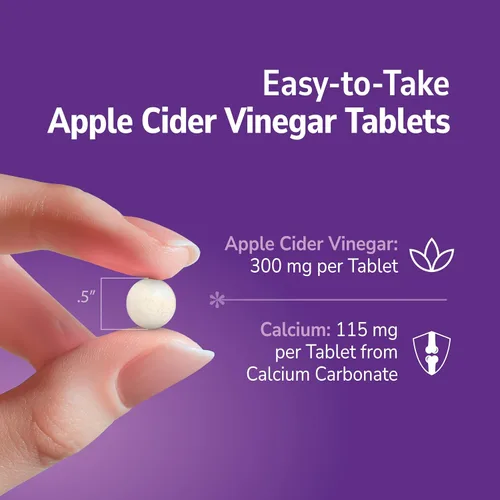 Vista 3 de 21st Century - Tabletas de vinagre de sidra de manzana de 300 mg, metabolismo, 250 unidades Apple Cider Vinegar 300 mg Tablets to Help Support