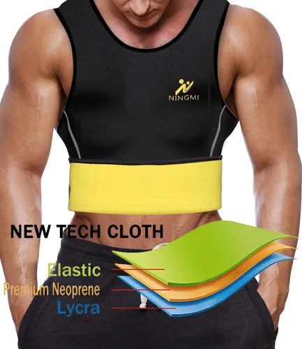 Vista 2 de NINGMI Chaleco de neopreno para hombre, chaleco de neopreno para entrenamiento de cintura, chaleco con peso, recortador de cintura, sauna para correr