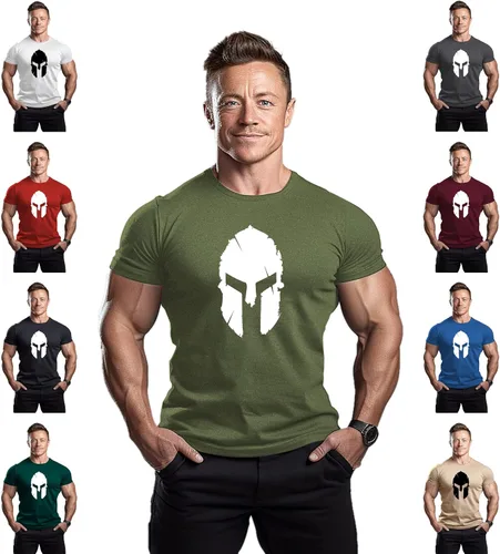 Vista 3 de Spartan Helmet - Camiseta de culturismo para hombre - Entrenamiento de gimnasio Top Fitness