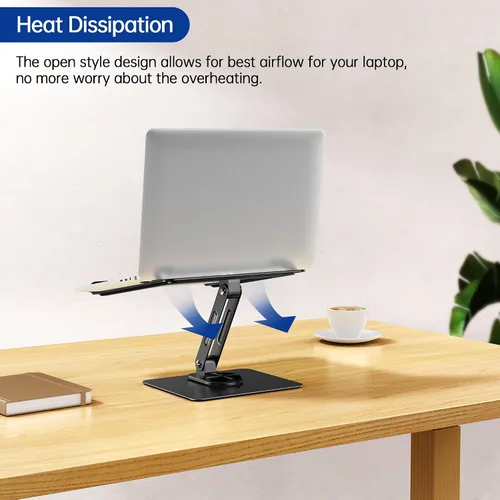 Vista 3 de BESIGN LS12 - Soporte de laptop con base giratoria de 360°, soporte ergonómico ajustable para notebook, soporte elevador para computadora compatible