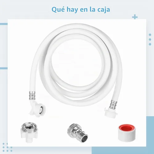 Vista 5 de Manguera de drenaje portátil para lavadora, tubo de agua de descarga universal con accesorios de conexión rápida, kit de extensión de drenaje