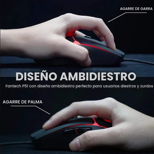 Vista 4 de FANTECH P51S - Paquete de auriculares con teclado y mouse RGB 5 en 1 con cable, color negro