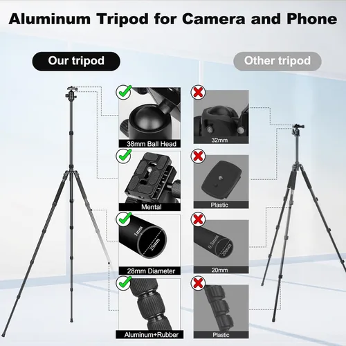 Vista 7 de Trípode resistente de 80/85 pulgadas para cámara y teléfono, trípodes monopié de 85" para cámara, trípode para binoculares DSLR, visores ópticos