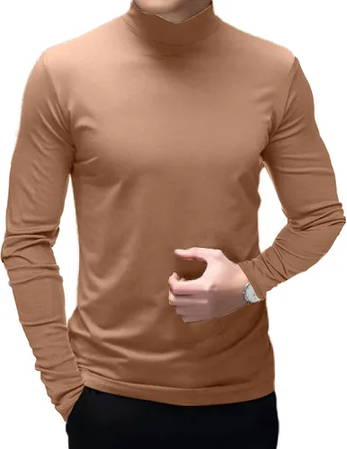 Vista 2 de Rela Bota Camisetas de moda para hombre, ropa interior térmica, camisetas de media manga corta de cuello alto, ajuste delgado, básicas