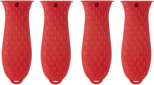 Vista 9 de 4 soportes de silicona para mango caliente, agarradera para sartenes de hierro fundido, funda de goma antideslizante para mango de olla resistente