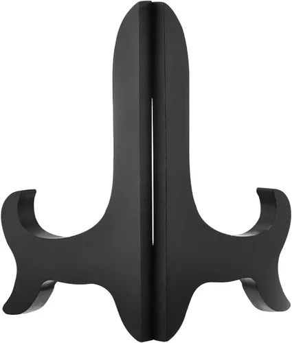 Vista 3 de uxcell 3pcs 4" soporte de placa de caballete, soporte de exhibición plegable de madera negro para marco de imagen decorativo
