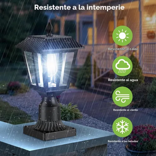 Vista 3 de Greluna Luces solares para poste, lámpara solar del anochecer al amanecer con base de montaje en muelle, luces de poste al aire libre impermeables