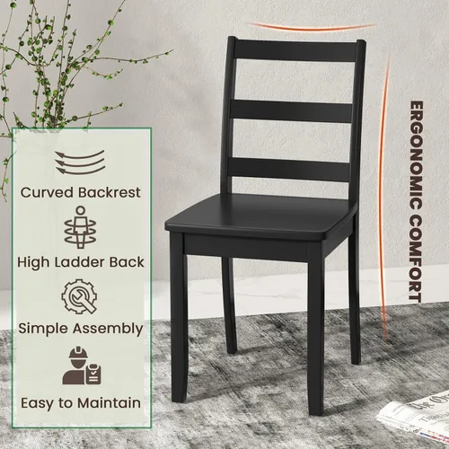Vista 5 de Juego de 4 sillas de comedor de madera de nogal, sillas de cocina sin brazos con patas de madera de goma maciza, almohadillas antideslizantes, carga