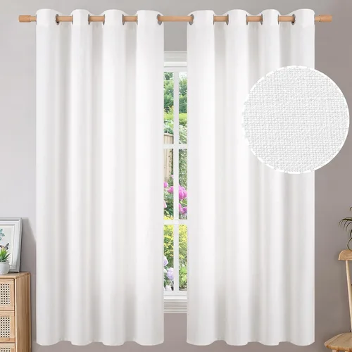 Vista 155 de BGment Cortinas de Lino Beige de 63 Pulgadas de Largo 2 Paneles - Tratamientos para Ventanas con Textura de Arpillera Filtrantes de Luz Cortinas B