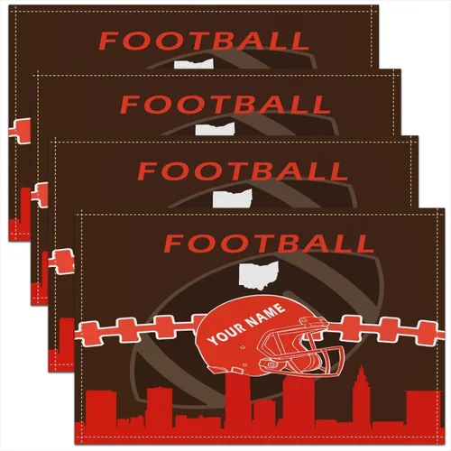 Vista 11 de Erosebridal Juego de 4 manteles individuales personalizados de fútbol de 12 x 18 pulgadas, manteles individuales para adultos, manteles individuales