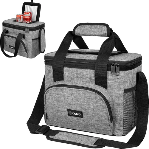 Vista 21 de OPUX Bolsa de enfriador suave, bolsa de almuerzo plegable aislada para hombres, trabajo, camping, playa, viaje, portátil, de lado suave