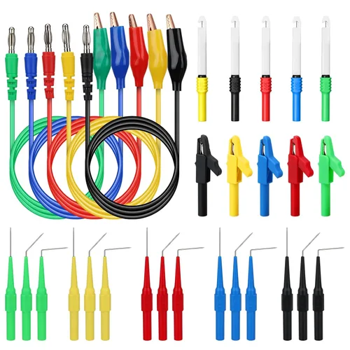 Vista 10 de HORUSDY Kit de 22 pines de sonda trasera, sondas de prueba eléctricas con cables de silicona de 5 colores para multímetro, diagnóstico de circuitos