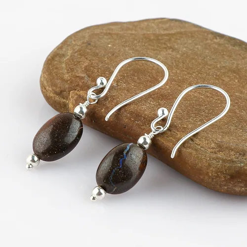Vista 47 de Aretes de aro de cristal afganita natural Piedras afganas de alto grado Aretes chapados en plata Gota lisa Joyas de piedras preciosas hechas