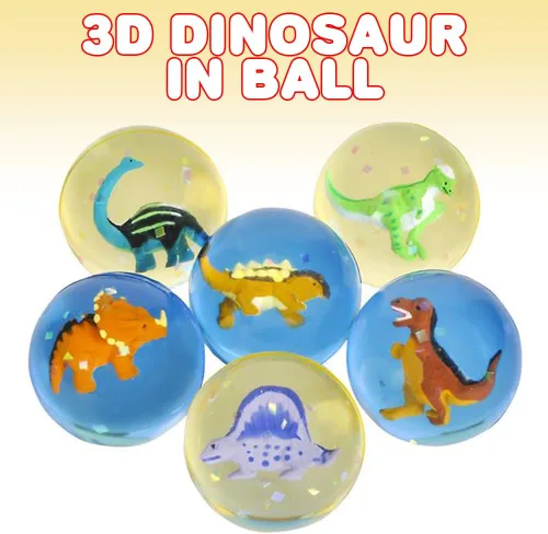 Vista 4 de ArtCreativity Bolas de rebote de dinosaurio de 2 pulgadas, juego de 12, bolas para niños con dinosaurio 3D en el interior, juguetes al aire libre