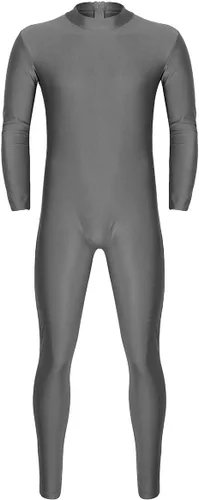 Vista 8 de FEESHOW Traje de leotardo de una pieza con cremallera y cuello alto para hombre Negro