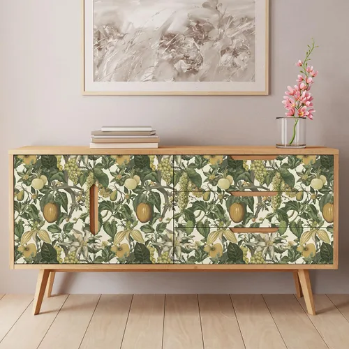 Vista 5 de Wudanye Papel Tapiz de Cáscara de Fruta Verde Despegar y Pegar Papel de Contacto Floral 16.9in×196.8in Papel Tapiz Autoadhesivo Boho Hoja Tropical