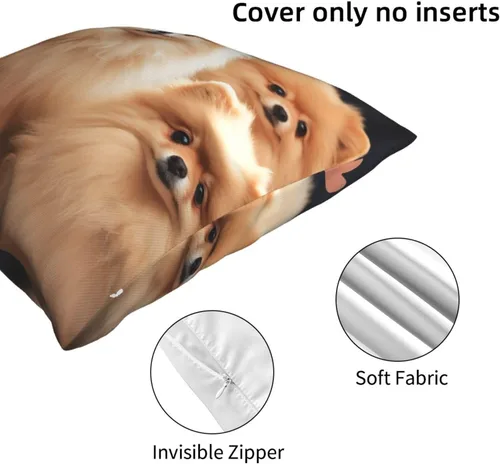 Vista 6 de Fundas de almohada con estampado de cachorros de Pomeranians de 16 x 16 pulgadas, funda de cojín suave y acogedora funda de almohada decorativa
