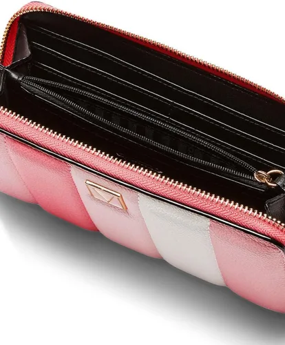 Vista 3 de Victoria's Secret Billeteras grandes de doble pliegue para mujer, rosa, rayas (Pink Multi Stripe), Estuche para tarjetas