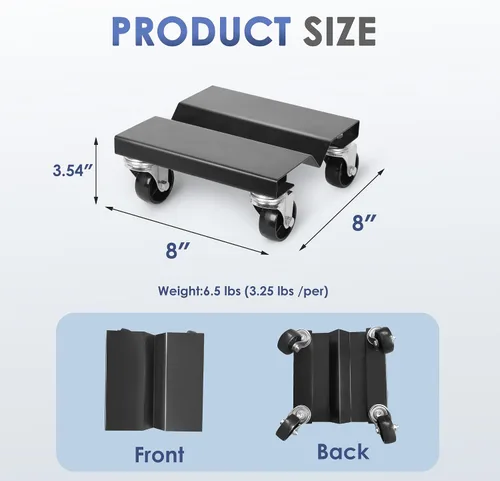 Vista 2 de SHANTRA Plataforma para Muebles con 4 ruedas, Juego de 2 Plataformas Rodantes con Capacidad de Carga de 454 kg, Mudanzas de Muebles con Ruedas