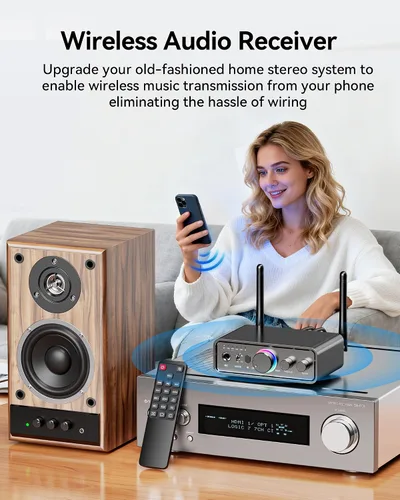 Vista 4 de Receptor transmisor de audio Bluetooth 5.3 para TV Home Stereo, adaptador inalámbrico Bluetooth de baja latencia y audio HD, compatible con USB