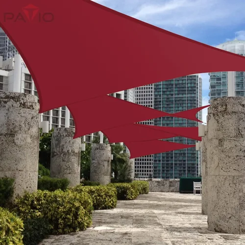 Vista 5 de Patio Paradise - Vela de sombra solar de 5' x 5' impermeable roja rectangular, toldo con bloqueo UV, tela de lona para exteriores, cubierta