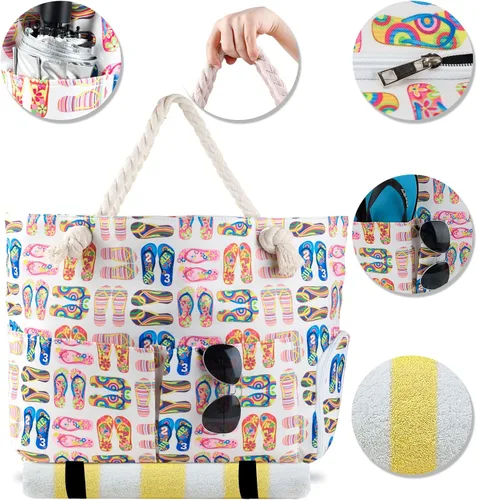 Vista 7 de Bolsas de playa extragrandes impermeables a prueba de arena para vacaciones de verano imprescindibles
