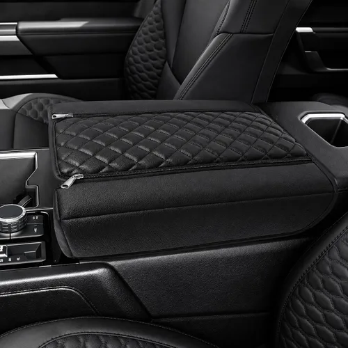 Vista 65 de Great-luck Funda de cuero para consola central, almohadilla para reposabrazos, accesorios de cubierta de caja (costuras rojas) para BMW X1 2023 2024