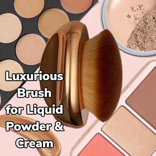 Vista 2 de Brocha de base Maquillaje de palma suave Kabuki Cúpula en forma de cara Cuerpo Shimmer Oil SPF Blush Bronzer Highlighter Mezcla Auto-bronceador