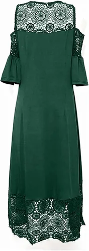 Vista 6 de Fragarn Vestido para mujer, casual, de moda, bordado, de encaje, longitud media, larga, conjunto de dos piezas, 0