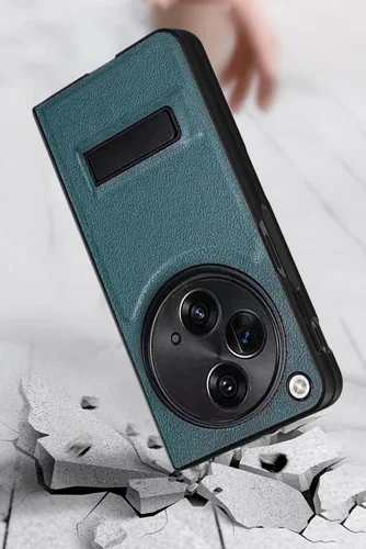 Vista 2 de MingWei Funda protectora compatible con Oneplus Open, cuero vegano de goma, ajuste delgado, ligero, a prueba de golpes, absorción (negro)